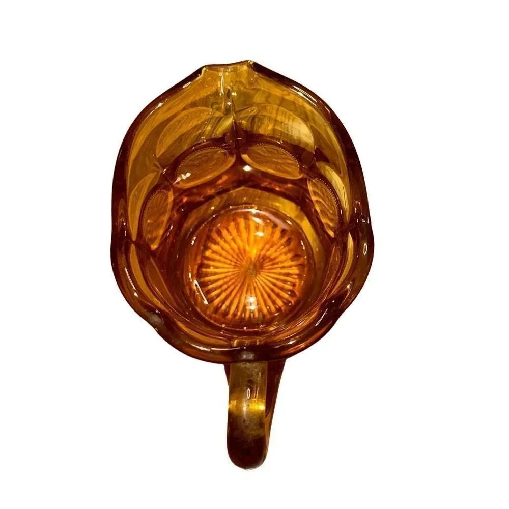 Vintage Amber Fostoria Coin Glass Creamer Pitcher 1887 Over Eagle accent